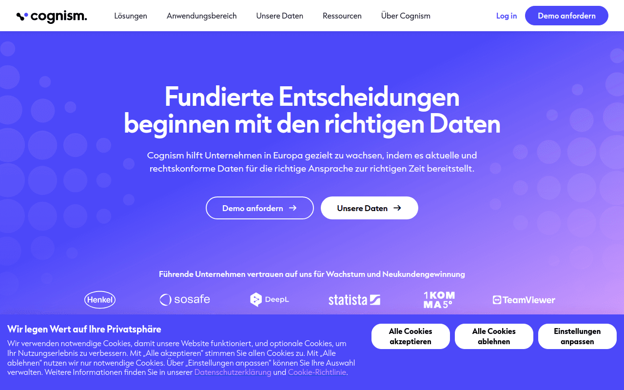 Cognism主页 — 全球B2B联系人和意图数据平台