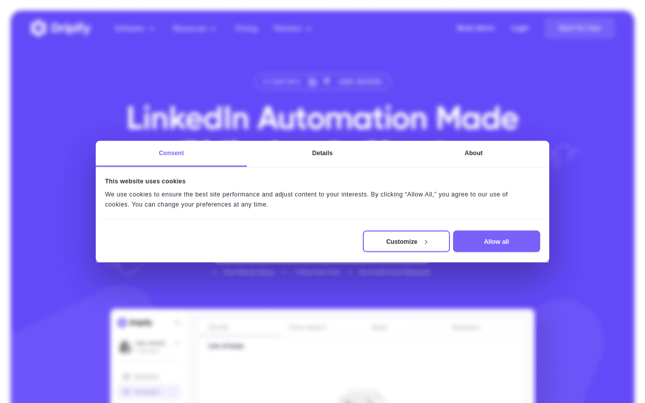 Dripify主页 — LinkedIn销售自动化和滴灌式营销活动