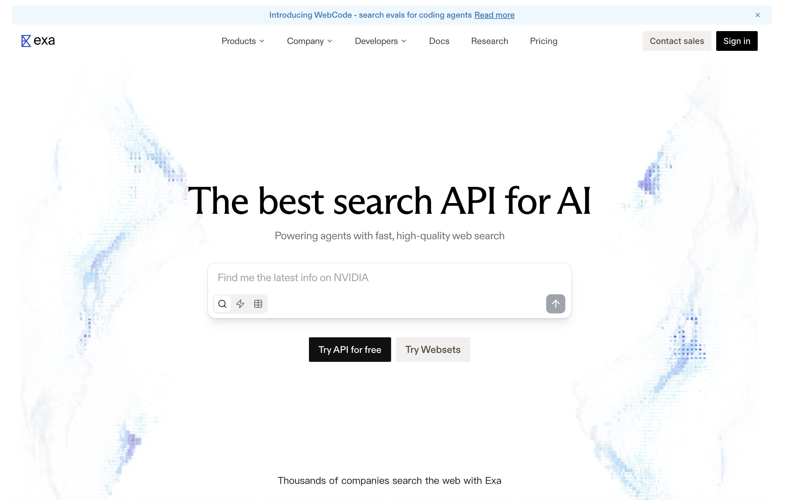 Exa.ai 首页——为 AI 打造的最佳搜索 API,以快速、高质量的网络搜索赋能智能体